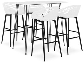vidaXL Set mobilier de bar, 5 piese, alb