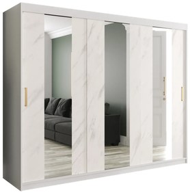 Dulap de haine 250 cm Marbelo P (mat alb + marmură albă). 1064532