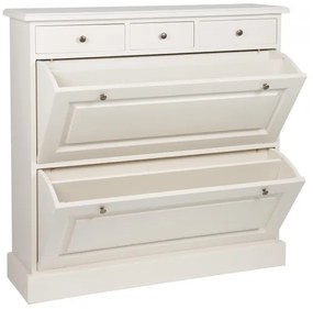 Consola - Pantofar din lemn de pin, alb, cu aspect clasic, Lyon