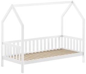 Pat‑căsuță 90 × 200 cm ALB cu balustradă și sertar – refugiu sigur și somn liniștit – gamă Dallas – Vipack