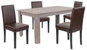 Set de masă Leon 4+1 stejar York-maro