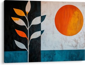 Tablou - Abstracție cu plantă și soare (70x50 cm)