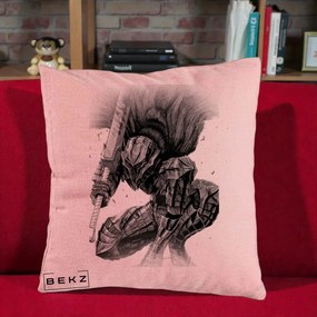 Perna Personalizata Berserk Guts Armor of Darkness Manga, 40x40 cm, Roz, Husa Detasabila, Perna Inclusa, BEKZ®