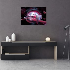Tablou pe sticlă - Abstracție, viermi spațiali (70x50 cm)