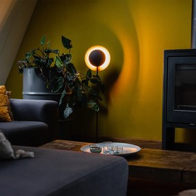 Lampă de podea Art Deco neagră cu auriu - Emilienne