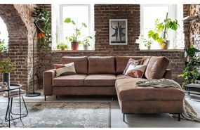 Colțar maro extensibil cu tapițerie din imitație de piele (cu colț pe partea dreaptă) Lofty Lilly – Miuform