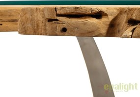 Masa design industrial-vintage cu blat din lemn de tec reciclat, Dexter 130cm DZ-94928