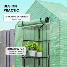 Outsunny PE impermeabil și rezistent la UV Grădină seră pentru plante cu rafturi și accesorii de montare, 142x73x195cm, verde | Aosom Romania