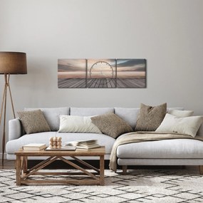 Tablou - Pier la apus de soare (cu ceas) (90x30 cm)