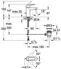 Pachet complet baterii baie Grohe Bau Edge marimea S(23328000,23334000,27853001), suport hartie igienica Essentials (40367001)