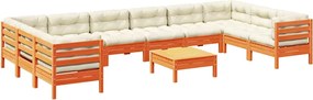 vidaXL Set canapele grădină cu perne, 11 piese, maro lemn masiv de pin