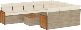 vidaXL Set canapele de grădină cu perne, 11 piese, bej, poliratan