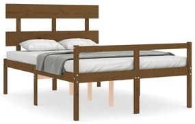 3195334 vidaXL Cadru de pat senior cu tăblie, 140x190 cm maro miere lemn masiv