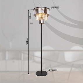 Lampadar design modern NAXIS 3L negru/fumuriu