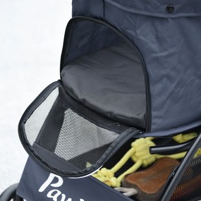 PawHut cărucior pentru câini, pliabil, 1 coș, 1 pernă, 1 buzunar lateral, 81 cm x 48 cm x 99 cm, gri | Aosom Romania