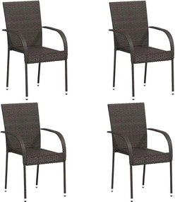 vidaXL Scaune de exterior stivuibile, 4 buc., maro, poliratan