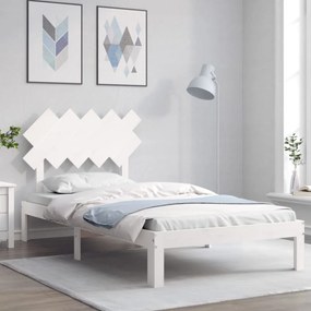 3193717 vidaXL Cadru de pat cu tăblie, alb, 100x200 cm, lemn masiv