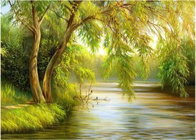 Tablou - Salcie lângă lac, pictură în ulei (70x50 cm)