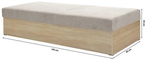 Pat de o persoană (canapea) 85 cm Idona (gri maro) (cu somieră și saltea) (cu sp. depozitare). 1098586