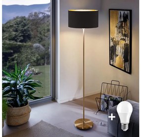 Lampă de podea LED TUNJA, 1x E27/20W/230V, Ø 38 cm, auriu/negru
