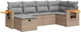 vidaXL Set canapele de grădină cu perne, 6 piese, bej, poliratan