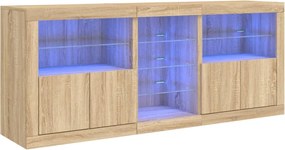 vidaXL Servantă cu lumini LED, stejar sonoma, 181,5x37x67 cm
