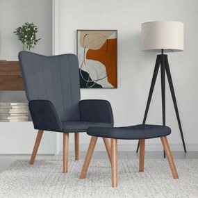 vidaXL Scaun de relaxare cu taburet, gri închis, catifea
