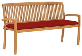 vidaXL Bancă de grădină stivuibilă cu pernă, 159 cm, lemn masiv tec