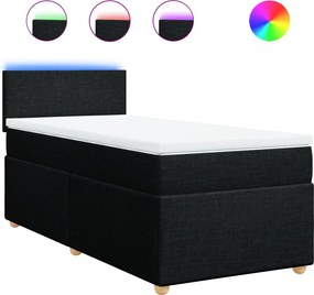 vidaXL Pat box spring cu saltea, negru, 80x200 cm, textil