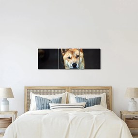 Tablou cu câine (cu ceas) (90x30 cm)