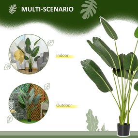 HOMCOM Bananier Artificial 160 cm cu Ghiveci și 10 Frunze Realiste, Plantă Artificială Tropicală pentru Decorațiuni Interioare și Exterioare, Verde | Aosom Romania