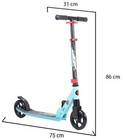 Trotineta pliabila NOVOKIDS™ Rocket Challenger, Maxim 100 kg, Inaltime reglabila 78-86 cm, Suspensie fata, Diametru roata 145 mm, Turquoise