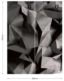 Fototapet - 3D Polygon Concrete - gri inchis