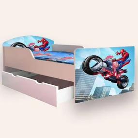 Patut copii de gradinita cu Spider Man 3 Mic  2-6 ani 130x60 cm varianta cu sertar Fara saltea CMG51893594784084