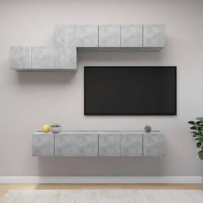 vidaXL Set de dulapuri TV, 7 piese, gri beton, lemn prelucrat