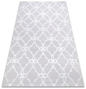 Covor MEFE modern  8504 Spalier, Flori structural două niveluri de lână gri / alb