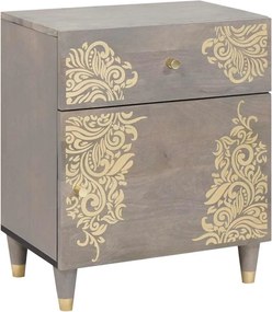 vidaXL Noptieră cu ușă Gri 50 x 33 x 60 cm Lemn de mango solid