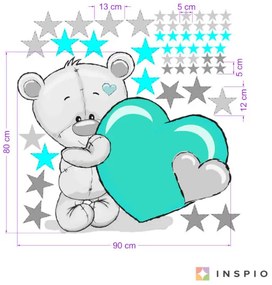 INSPIO Sticker perete copii - Ursulet cu nume personalizat
