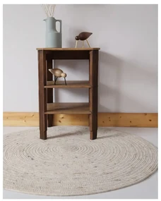 Covor crem reversibil, țesut manual, rotund din amestesc de lână ø 160 cm Neethu Avoine L – Nattiot