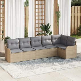 vidaXL Set de canapele pentru grădină cu pernă 6 pcs Bej Rattan poli
