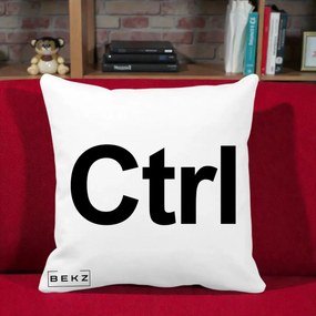 Perna Personalizata Tasta Ctrl Tipografie Bold, 40x40 cm, Alba Mata, Husa Detasabila, Perna Inclusa, BEKZ®