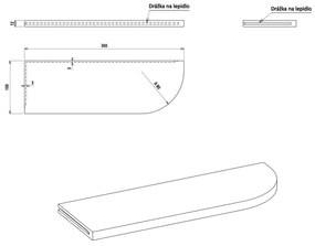 Raft de colț SAPHO AE300-0101 Abeline rockstone 30x 10 cm, excentric, alb mat