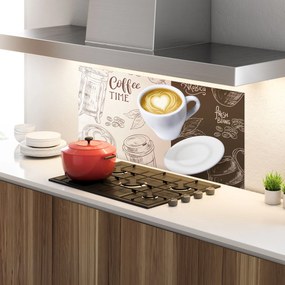 Panou Sticla Bucatarie, 60x150cm, Protectie aragaz, Antistropi, Termorezistent, Alimente, Cafea, Coffee Time