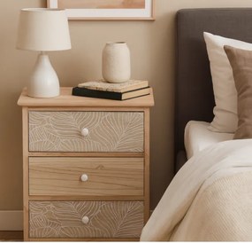 Comodă LUIZA cu 3 sertare - design boho, 40 x 29 x 58 cm