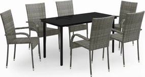 vidaXL Set mobilier de grădină, 7 piese, gri și negru