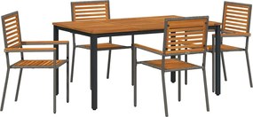 vidaXL Set de masă pentru grădină 5 pcs Gri și Brown poliratan