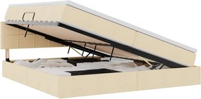 vidaXL Pat cu saltea și spațiu de depozitare Creme 200 x 200 cm