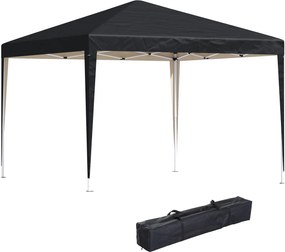 Outsunny Pavilion, 2,95 x 2,95 m pavilion pop-up pliant, pavilion de grădină, cort petrecere, protecție UV, oțel+material Oxford, Negru | Aosom Romania