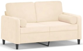 Canapea cu 2 locuri cu pernepernute, crem, 120 cm, catifea Crem, 138 x 77 x 80 cm
