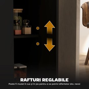 HOMCOM Insulă de Bucătărie cu Bar, Cărucior de Bucătărie cu 2 Compartimente Deschise și 2 Dulapuri, 105x60x82 cm, Negru | Aosom Romania
